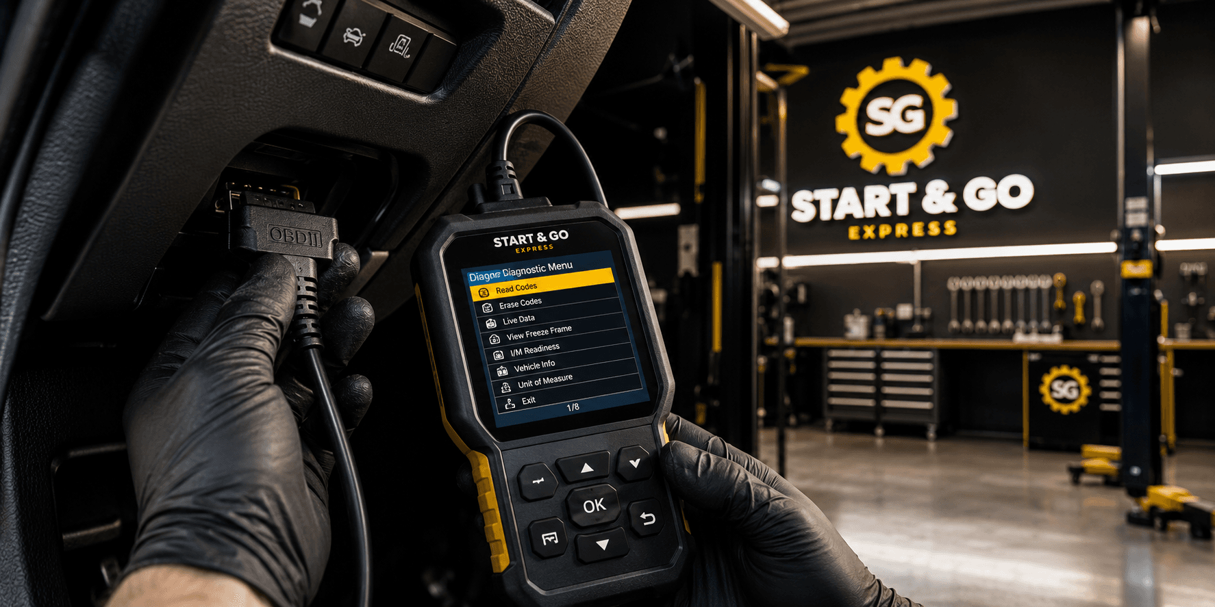 Valise de diagnostic OBD branchée — Start & Go Express Ormoy